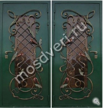 Порошковая дверь со стеклом и ковкой - купить от производителя Мосдвери Порошковая дверь со стеклом и ковкой