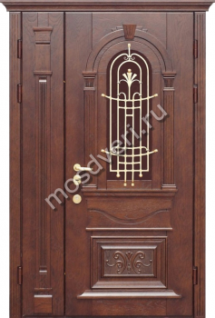 Металлическая двустворчатая дверь из массива МДФ F-100 - купить от производителя Мосдвери Металлическая двустворчатая дверь из массива МДФ F-100