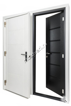 Входная дверь в квартиру белая снаружи, черная внутри БДД-013 - купить от производителя Мосдвери Входная дверь в квартиру белая снаружи, черная внутри БДД-013